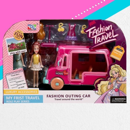 Game set "Fashion Travel": Trailer for travel, accessories, dolls, mix-8
