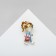 Brooch "Girl" with flowers, color in gold