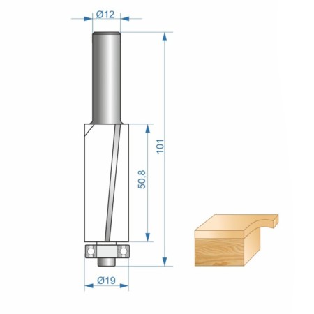 Clesteric Enkor Prof 46169, straight, on wood, d = 12 mm, 19 x 50.8 mm-3