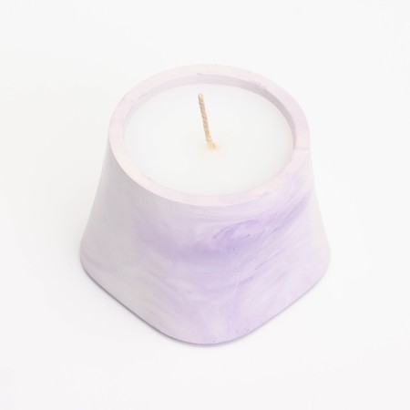 Candle "Trapezius" in the candlestick of gypsum smooth, 8x6cm, marble with purple stripes-2