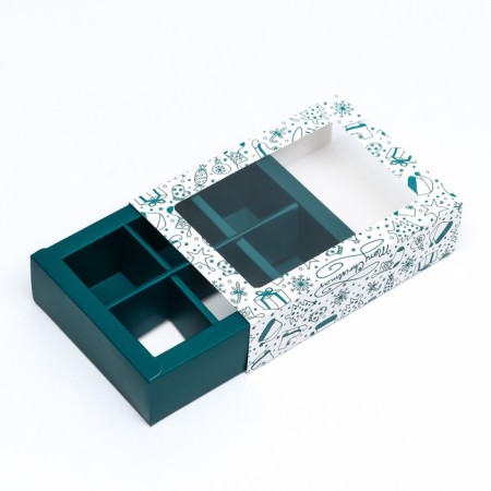 New Year. Box under 6 sweets "Winter Fun", 13.7 x 9.8 x 3.8 cm, confectionery packaging-3