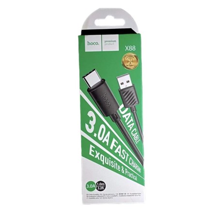 Hoco X88, Type -C cable - USB, 3 A, 1 m, data transfer, PVC, black-3