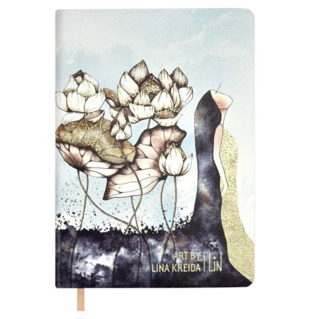Diary of Leduced A5, 120 Escalada sheets, soft binding, artificial leather "Nappa", foil embossing, white offset 70 g/m², blue