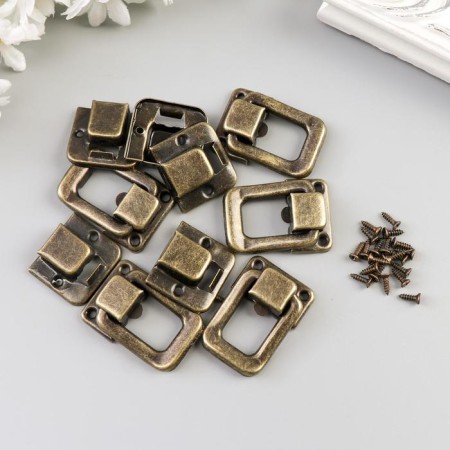 Castle metal for bronze casket + nails. set 5 pcs 3.6x2.5 cm-2