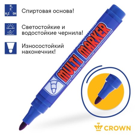 Markker permanent 3.0 mm, Crown Multi Marker, bullet -shaped, blue-1