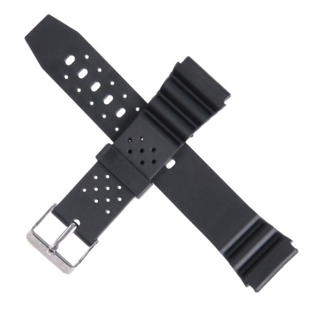 Watch strap, 20 mm, silicone, l-22.5 cm, black