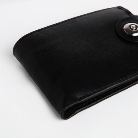 Male purse for magnet, department for bills, for maps, for coins, black color-2