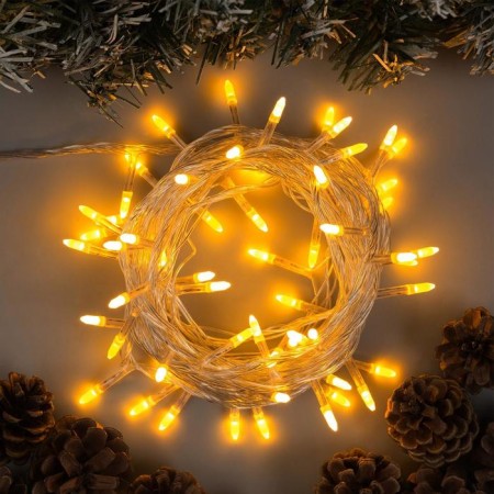 Garland “thread” 10 m with nozzles “needle”, IP20, transparent thread, 100 LED, yellow glow, 8 modes, 220 V