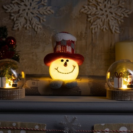 LED figure "Snowman in the cylinder" 6 × 11 × 6 cm, textiles, batteries LR1130x3, glow warm white