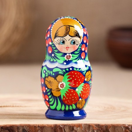 Nesting doll "Blue Dress", 5-doll, 10 cm, manual painting-2