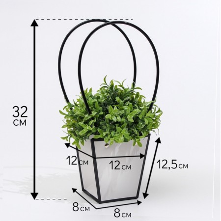 Bag for flowers white moisture-resistant, 12x12-8x8-12.5 cm-1