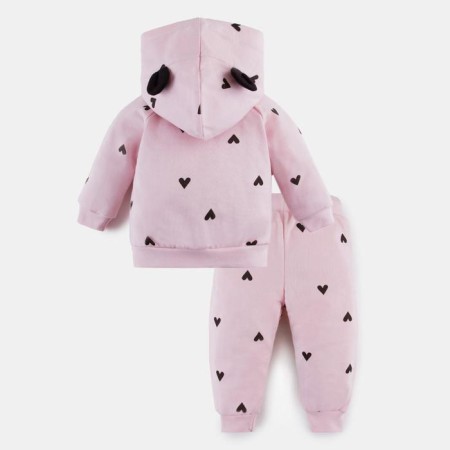 Kit: sweatshirt and pants crumb I am "hearts", pink, height 74-80 cm-5