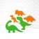 Developing set of stickers for playing in the Dinosaurian bath, 5 elements