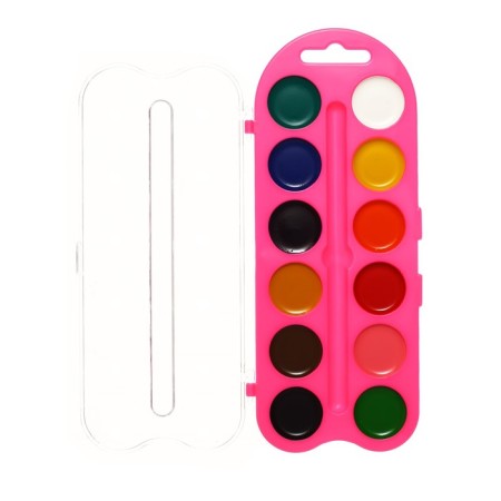 Honey watercolor ZHK "Flower", 12 colors, pink plastic case, without brush-8
