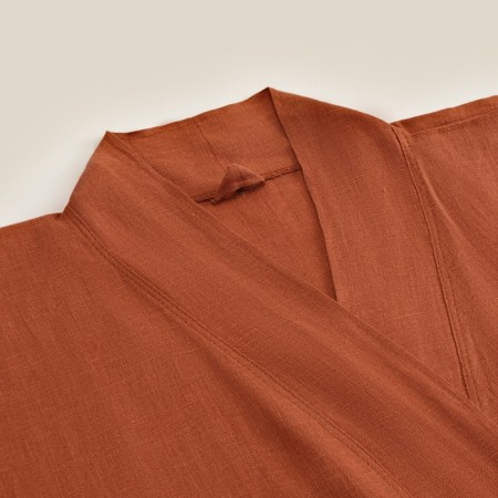 Women's bathrobe short SL Home "Brown" b. Brown, size 44-52, 100% flax, 150g/m2-1