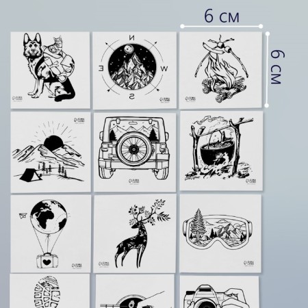 Tattoo on the body Black "Journey" set of 12 pcs 6x6 cm-1