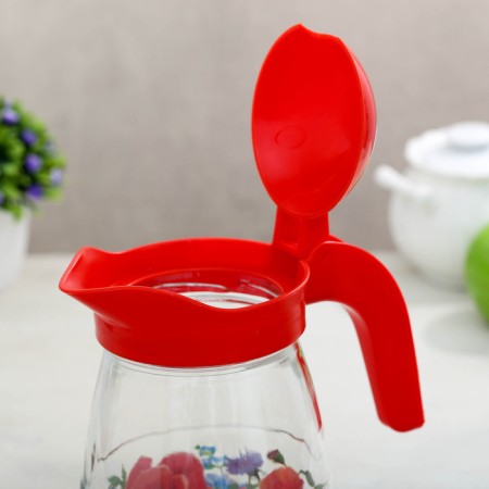 Jug "poppies", glass, 1.5 l, with a lid-1