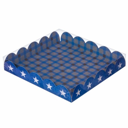 Cookie box, confectionery packaging with PVC lid, For Real Man, 18 x 18 x 3 cm-1