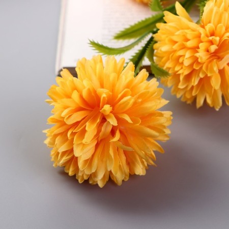 Artificial flowers "chrysanthemum pompom" d-6 cm 80 cm, yellow-1