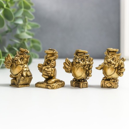 Souvenir Polystone for bronze "Scientific owls" set of 4 pcs 3.8x1.5x3 cm-2