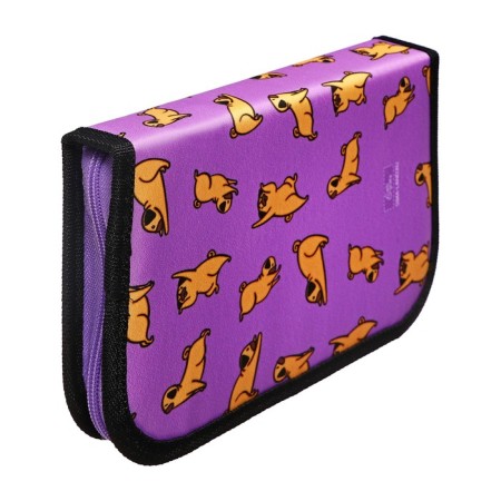 Penal 1 section, 130 x 210 x 40 mm, 2 folding strips, fabric, calligrata top, Content "bulldogs"-3