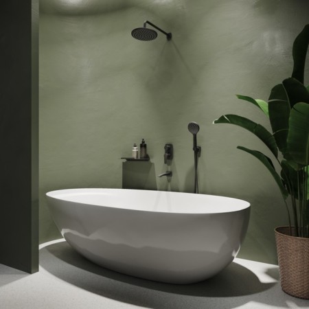Hidden installation mixer IDDIS RAY RAYBL00I68, three exits, black matte color-1