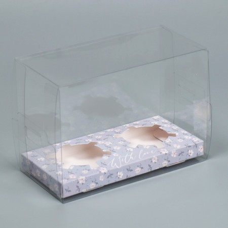 Capcake box, confectionery packaging, 2 cells "Pattern", 16 x 8 x 11.5 cm-1