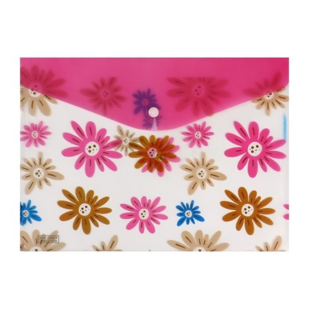Folder-convert on the button, A4, 180 microns, "Flowers", mix-4