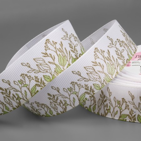 Republic tape "Field flowers", 25 mm, 23 ± 1 m, white/gold color