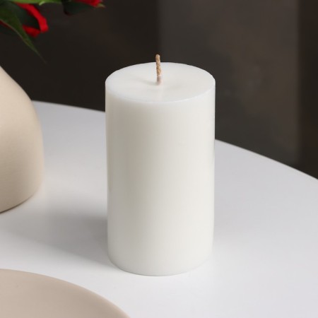 Candle-cylinder smooth, 6x10 cm, white, 20 hours-1