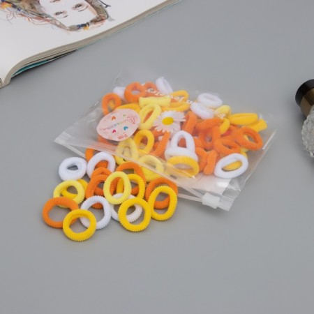 Hair elastic band "Mahrushka" (set of 80 pcs) tenderness, 2.5 cm, white yellow orange