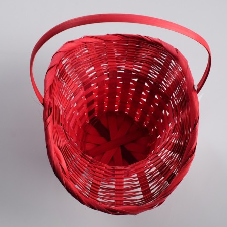 Wicker basket, bamboo, red, (hat)-2