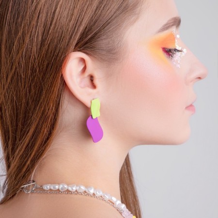 Earrings Metal "brightness" geometry, color-raspberry color-4