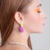 Earrings Metal "brightness" geometry, color-raspberry color