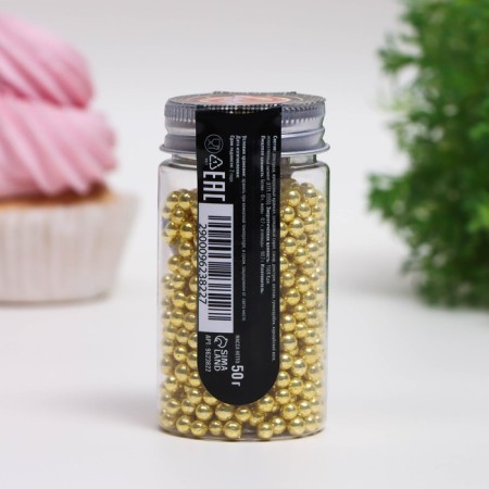 Sprinking confectionery "golden yellow", 4 mm, 50 g-2