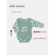 Боди детское с длинным рукавом Rant Milk-Aholic, рост 62 см, цвет зелёный