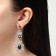 Hanging earrings with “grace” rhinestones, blue color in silver, 9 cm
