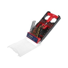 A set of drills and a tundra bit, on wood, concrete and metal, with a holder, 50 items