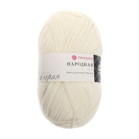 Yarn "Narodnaya" 30% wool, 70% acrylic volume 220m/100g (01-white)-5