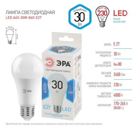 LED LED era Standard "Pear", 30 W, E27, 2400 lm, 4000k, white glow