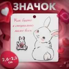 Bunny icon with a camera, white-pink color in ferrous metal