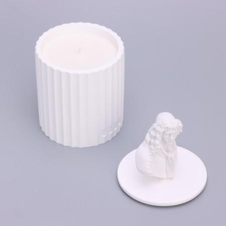 Candle in concrete Aromatic "Moliere", honey and orange, 13x7 cm, soy wax, 160 g-3