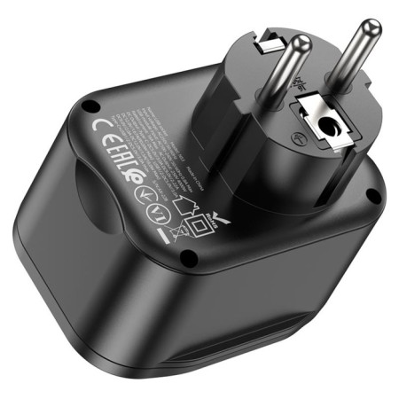 Single Single Roset Hoco NS3, 2 USB, Type-C, 20 W, PD, QC, Black-2