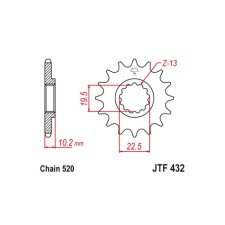 Leading star JT SPROCKETS JTF432-13SC, chain 520, 13 teeth