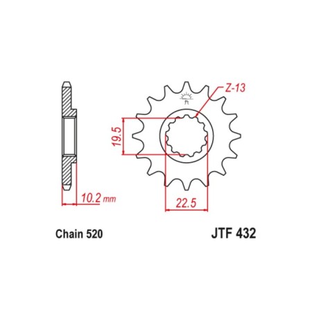 Leading star JT SPROCKETS JTF432-13SC, chain 520, 13 teeth