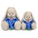 Soft toy "Bunny Mi", in a blue dress with roses, 23 cm
