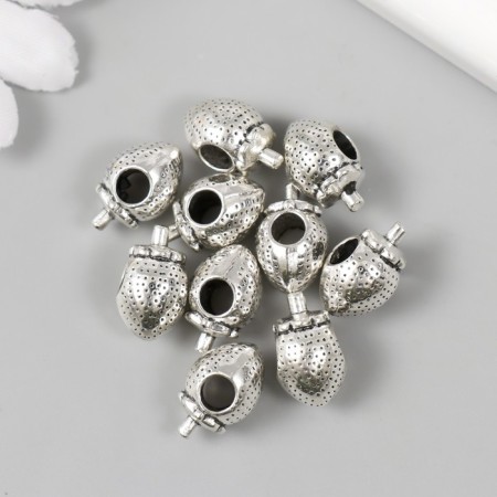 Bead for creativity Metal "Strawberries" silver 0.9x1.6 cm-2