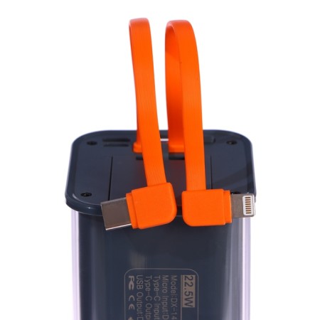 External battery CRR-31, 20,000 mAh, 2USB, 3A, display, QC, Cablepy-C + Lightning, Gray-6