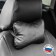 Car bone pillow, on the headrest, eco -leather, black, 16x24 cm