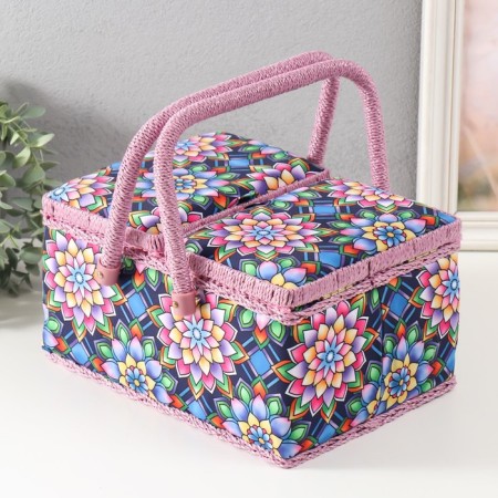 Casket for needlework "Kaleidoscope flowers" 19x26x14.5 cm-5